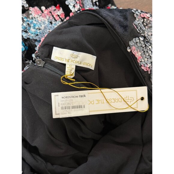 Dress The Population Sequin Bodycon Lola Dress Long Sleeve Size M NEW - Picture 4 of 7